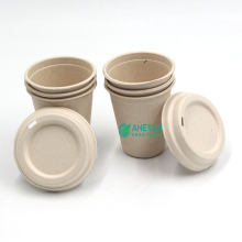 Anhui EVEN Hot Sale 100% Biodegradable Disposable Sugarcane Bagasse Coffee Cup Mug Set With Lid